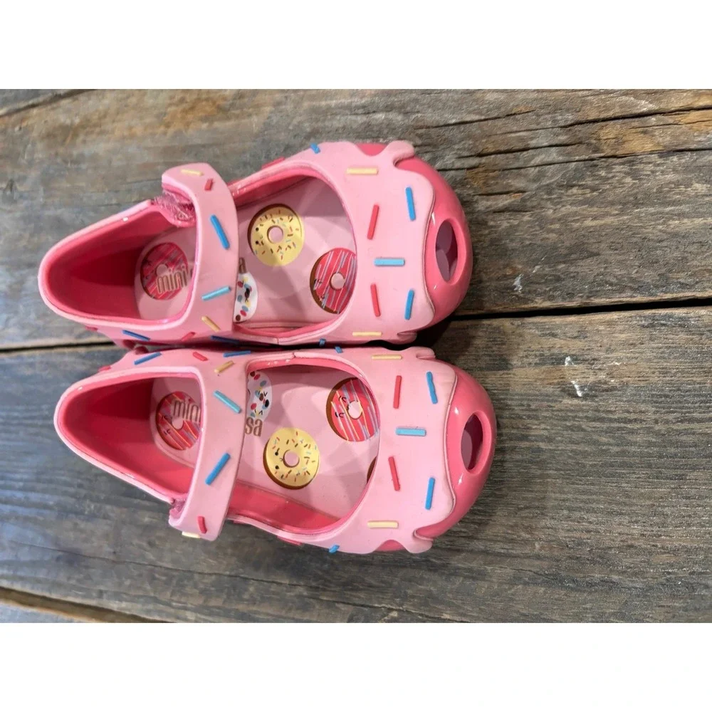 Mini Melissa‎ Pink Donut Sprinkle Jelly Shoes Mary Jane Flats Girls Size 5